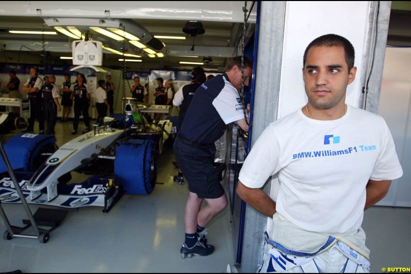 Juan Pablo Montoya, Williams. German Grand Prix, Hockenheim, Germany. Saturday, August 2nd 2003.