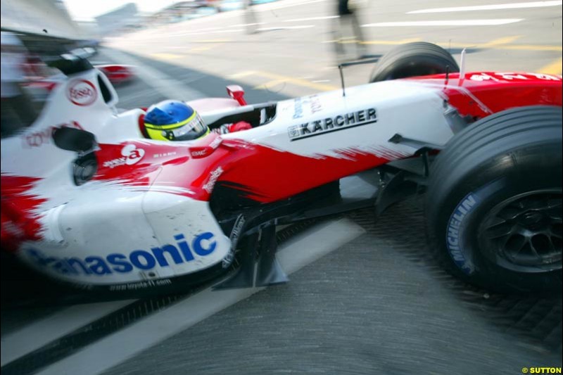 Cristiano Da Matta, Toyota. German Grand Prix, Hockenheim, Germany. Saturday, August 2nd 2003.