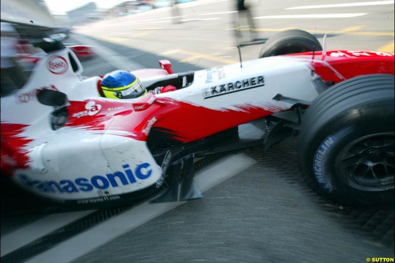 Cristiano Da Matta, Toyota. German Grand Prix, Hockenheim, Germany. Saturday, August 2nd 2003. 