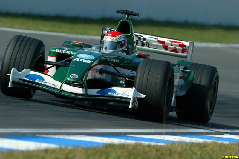 Justin Wilson, Jaguar. German Grand Prix, Hockenheim, Germany. Saturday, August 2nd 2003.