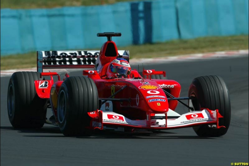 Rubens Barrichello, Ferrari. Hungarian Grand Prix Saturday. Hungaroring, Budapest. 23rd August, 2003.