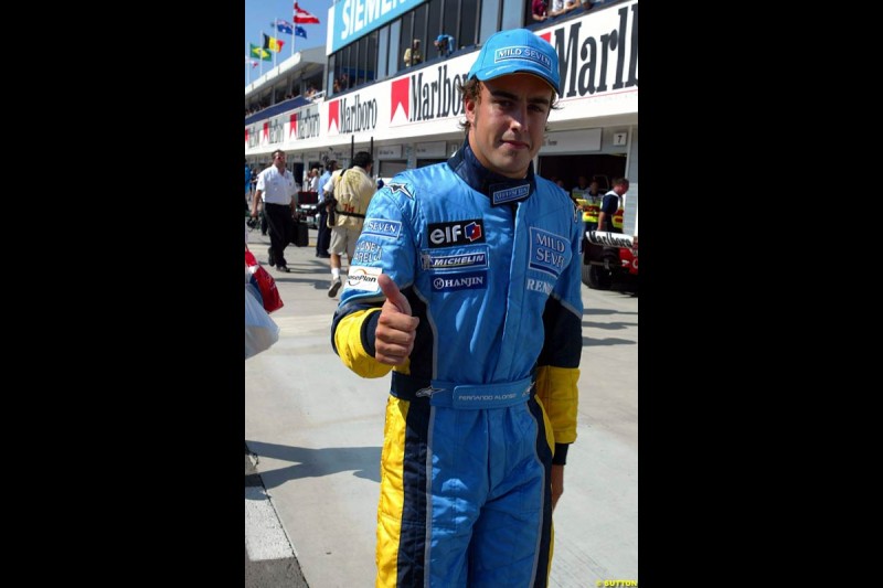 Fernando Alonso, Renault. Hungarian Grand Prix Saturday. Hungaroring, Budapest. 23rd August, 2003.