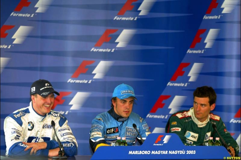 The post qualifying Press Conference. Hungarian Grand Prix Saturday. Hungaroring, Budapest. 23rd August, 2003.