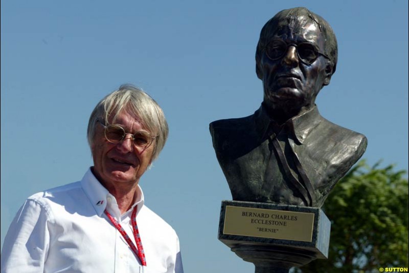 Bernie Ecclestone, F1 Supremo at the opening of the new Hungaroring Park of Dignitaries. Hungarian Grand Prix Saturday. Hungaroring, Budapest. 23rd August, 2003.