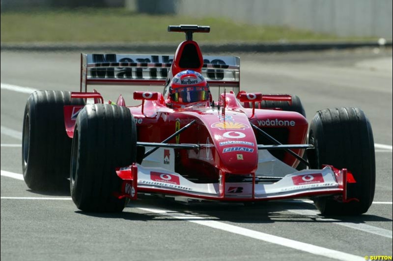 Rubens Barrichello, Ferrari. Hungarian Grand Prix Saturday. Hungaroring, Budapest. 23rd August, 2003.