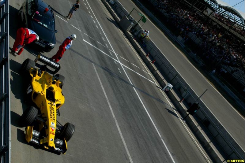 The Jordan of Zsolt Baumgartner. Hungarian Grand Prix Sunday. Hungaroring, Budapest. 24th August, 2003.