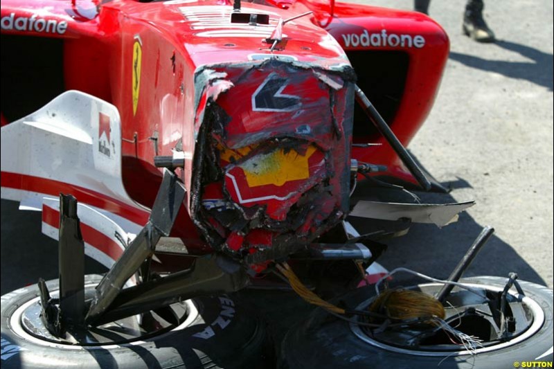 The car of Rubens Barrichello, Ferrari. Hungarian Grand Prix Sunday. Hungaroring, Budapest. 24th August, 2003.