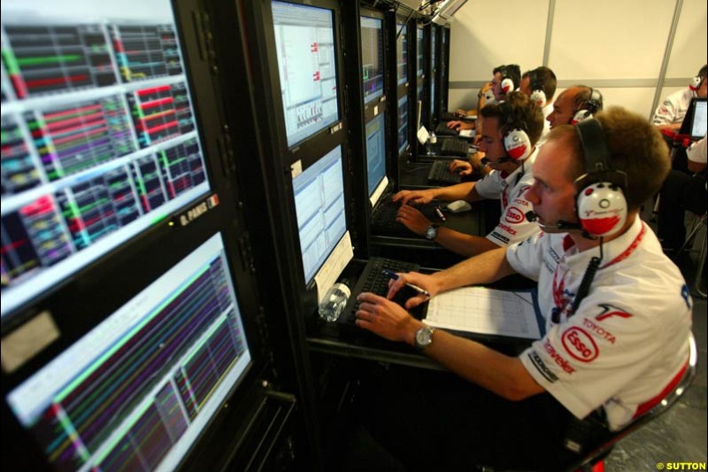 Toyota Engineers. Italian Grand Prix Friday, Monza, Italy. 12 September 2003.