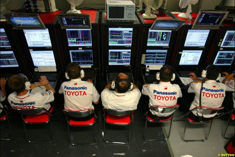 Toyota Engineers. Italian Grand Prix Friday, Monza, Italy. 12 September 2003.