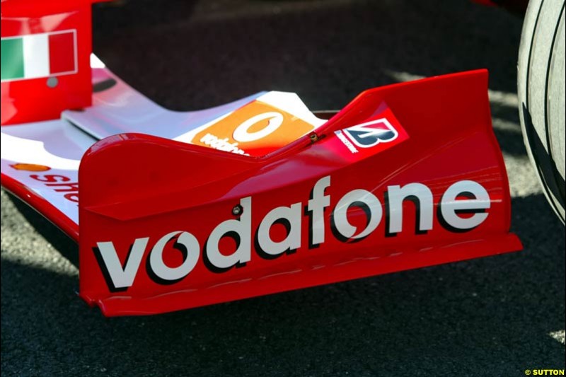 Ferrari front wing. Italian Grand Prix Friday, Monza, Italy. 12 September 2003.