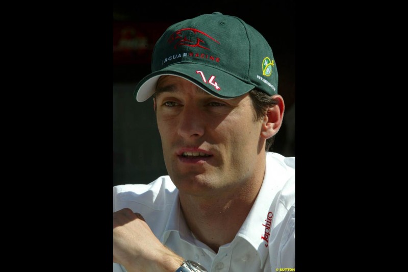 Mark Webber. United States GP, Indianapolis Motor Speeway. Thursday, September 25th 2003.