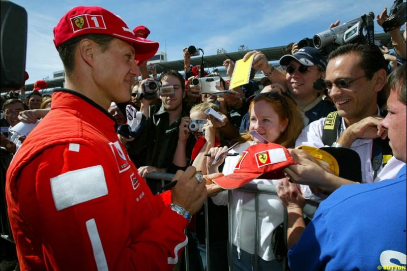 Michael Schumacher. United States GP, Indianapolis Motor Speeway. Thursday, September 25th 2003.