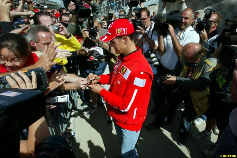 Michael Schumacher. United States GP, Indianapolis Motor Speeway. Thursday, September 25th 2003.
