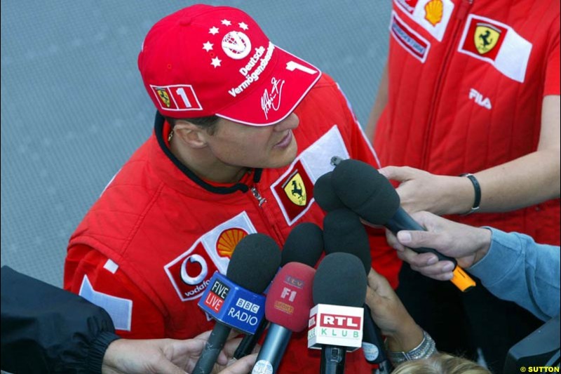 Michael Schumacher. United States GP, Indianapolis Motor Speeway. Thursday, September 25th 2003.
