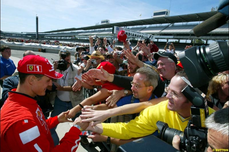 Michael Schumacher. United States GP, Indianapolis Motor Speeway. Thursday, September 25th 2003.