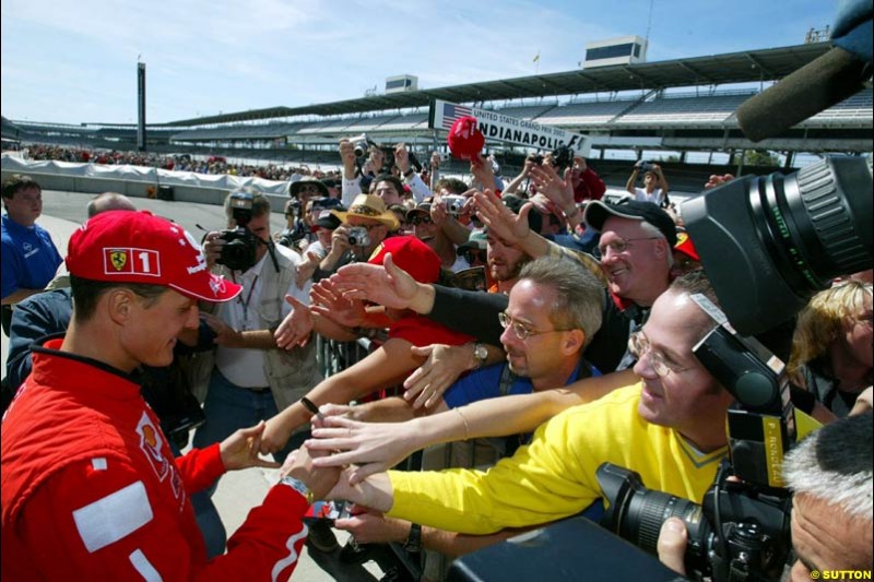 Michael Schumacher. United States GP, Indianapolis Motor Speeway. Thursday, September 25th 2003.
