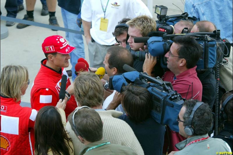 Michael Schumacher. United States GP, Indianapolis Motor Speeway. Thursday, September 25th 2003.
