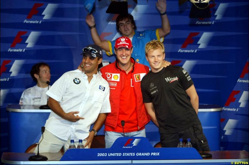 The Thursday Press Conference. United States GP, Indianapolis Motor Speeway. Thursday, September 25th 2003.
