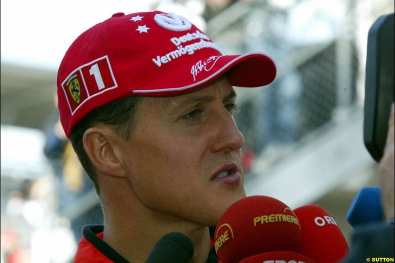 Michael Schumacher. United States GP, Indianapolis Motor Speeway. Thursday, September 25th 2003.
