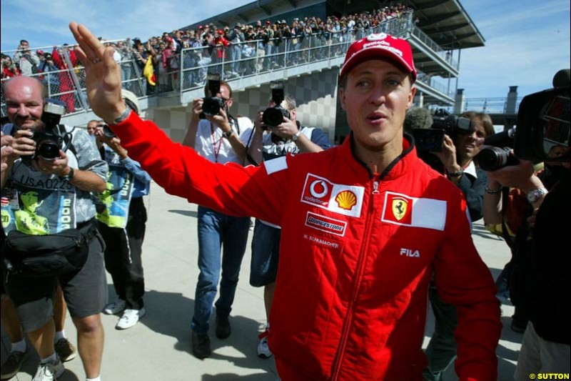 Michael Schumacher. United States GP, Indianapolis Motor Speeway. Thursday, September 25th 2003.
