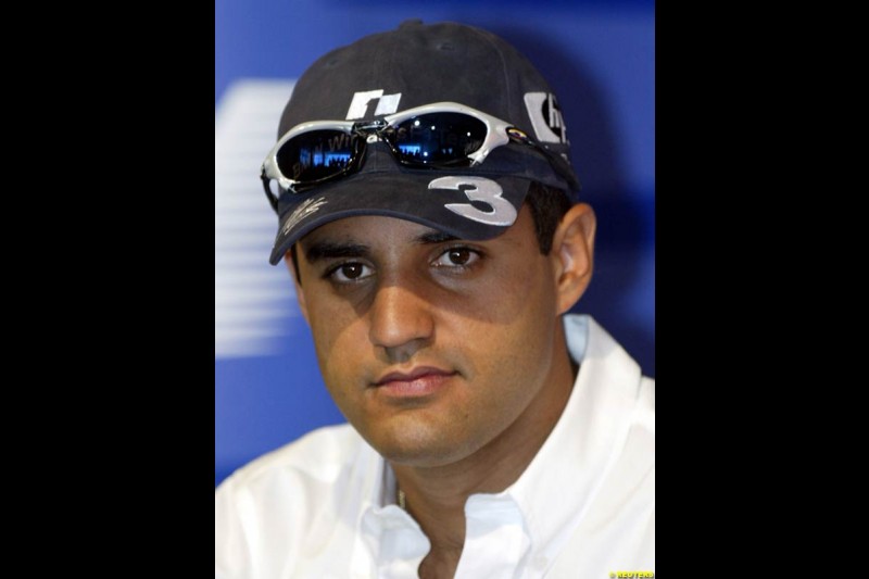 Williams driver Juan Pablo Montoya. United States GP, Indianapolis Motor Speeway. Thursday, September 25th 2003.