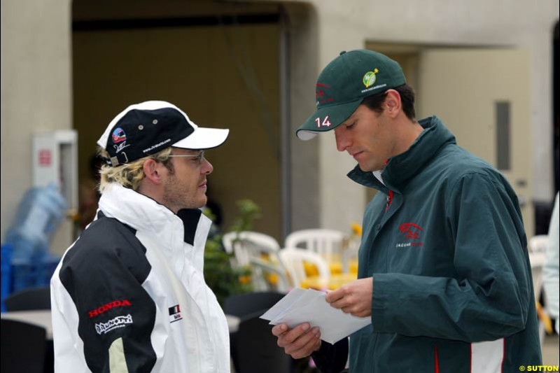 Jacques Villeneuve and Mark Webber. United States GP, Indianapolis Motor Speeway. Sunday, September 29th 2003.