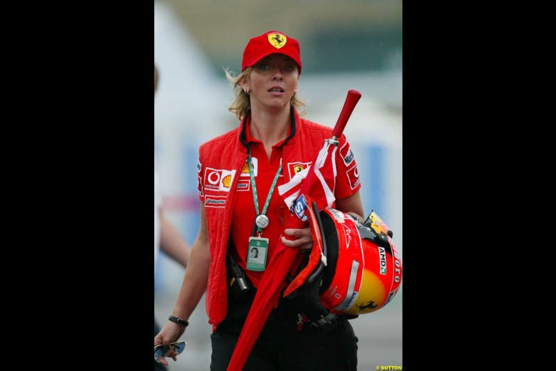 Michael Schumacher's press officer Sabine Kehm. Japanese Grand Prix, Suzuka, Japan. Saturday, October 11th 2003.
