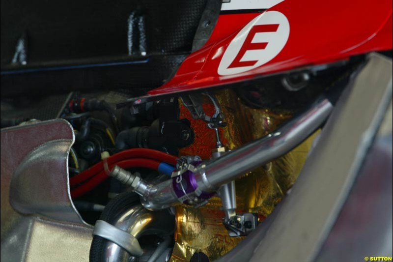 Ferrari engine detail. Japanese Grand Prix, Suzuka, Japan. Saturday, October 11th 2003.
