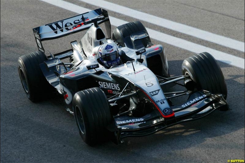 David Coulthard, McLaren. Winter F1 Testing, November 25th 2003, Valencia, Spain.