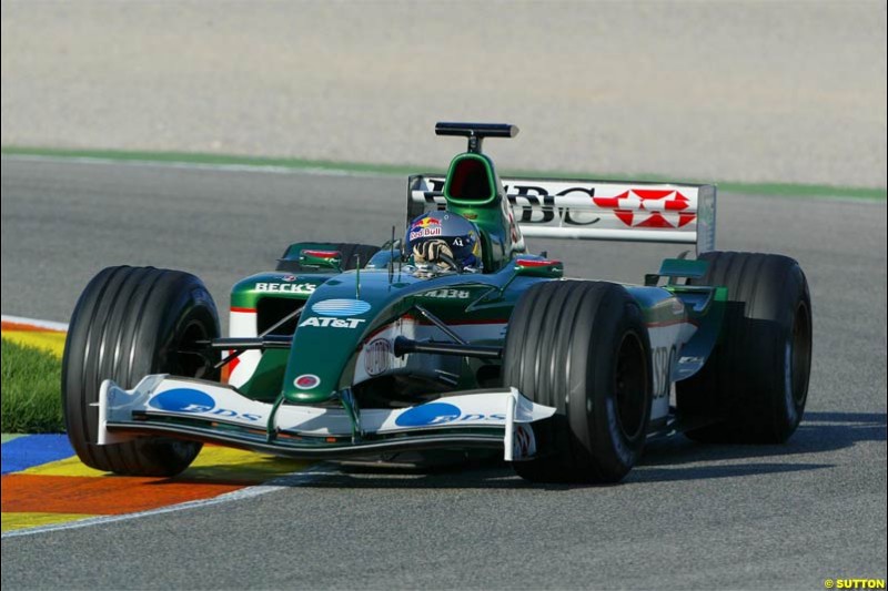 Christian Klien, Jaguar. Winter F1 Testing, November 25th 2003, Valencia, Spain.