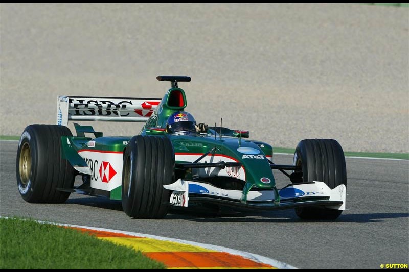 Christian Klien, Jaguar. Winter F1 Testing, November 25th 2003, Valencia, Spain.