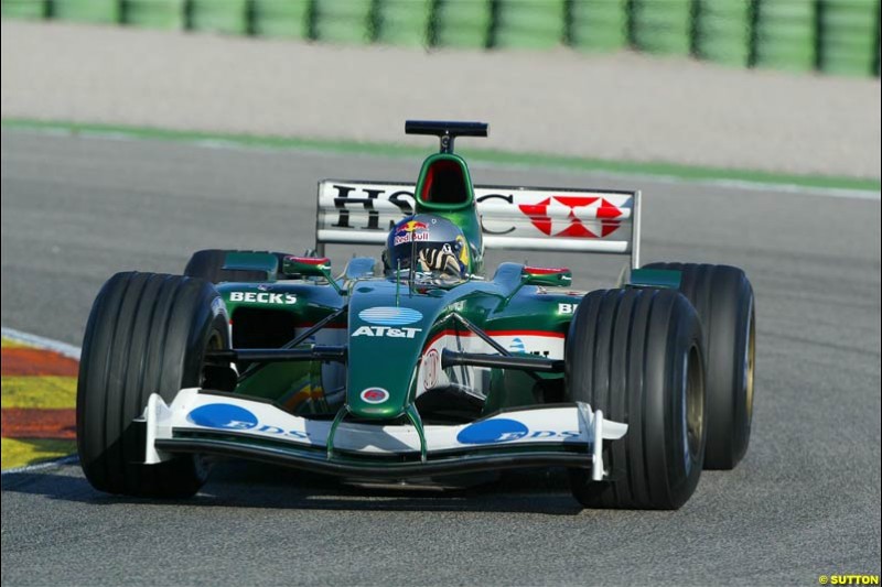 Christian Klien, Jaguar. Winter F1 Testing, November 25th 2003, Valencia, Spain.