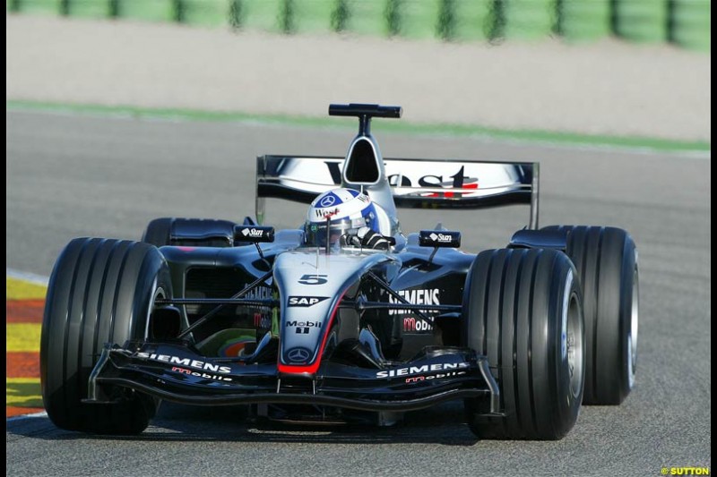 David Coulthard, McLaren. Winter F1 Testing, November 25th 2003, Valencia, Spain.