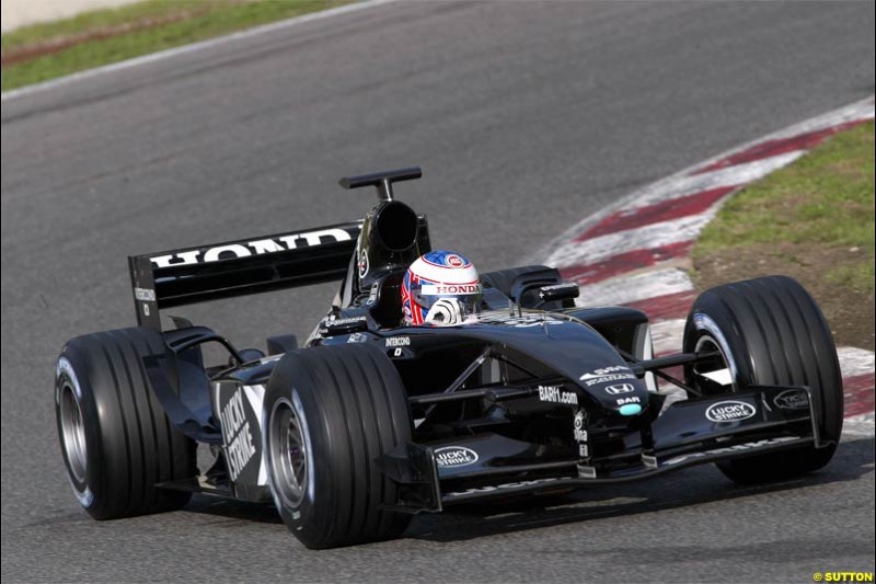 Jenson Button, BAR. Winter F1 Testing, November 25th 2003, Barcelona, Spain.