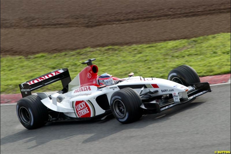 Takuma Sato, BAR. Winter F1 Testing, November 25th 2003, Barcelona, Spain.