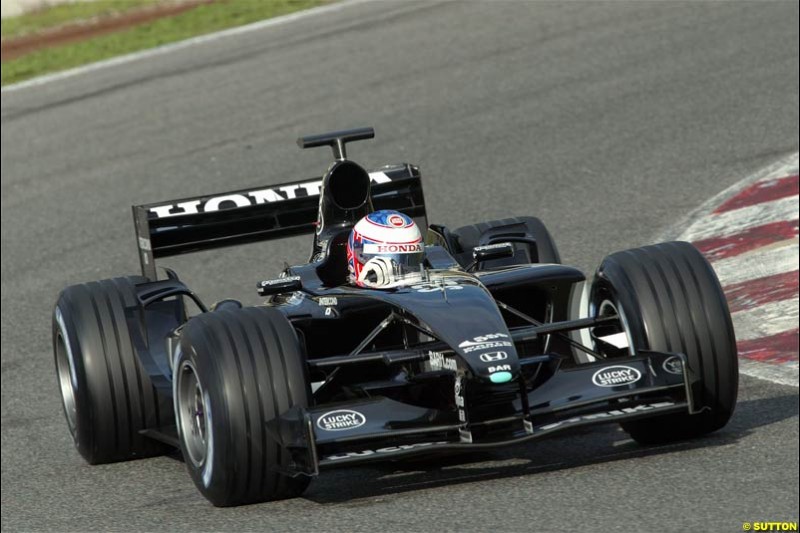 Jenson Button, BAR. Winter F1 Testing, November 25th 2003, Barcelona, Spain.