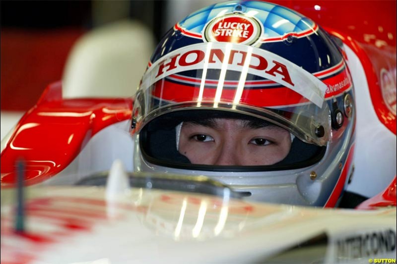 Takuma Sato, BAR. Winter F1 Testing, November 25th 2003, Barcelona, Spain.