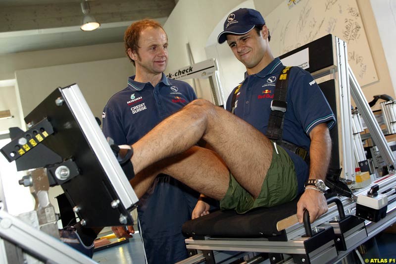 Sauber driver Felipe Massa gets fit in Austria. November 21 2003.