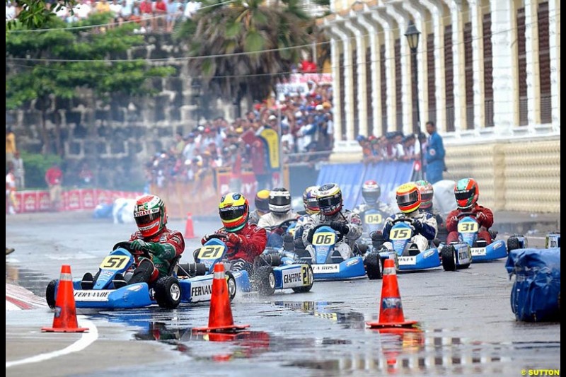 The Formula Smiles Foundation is headed by Juan Pablo Montoya and his wife Connie in partnership with Easykart Colombia. The event helped to raise funds to aid children in need in Colombia. Carrera De Estrellas Formula Smiles Foundation Karting, Cartegna, Colombia, 15 November 2003.