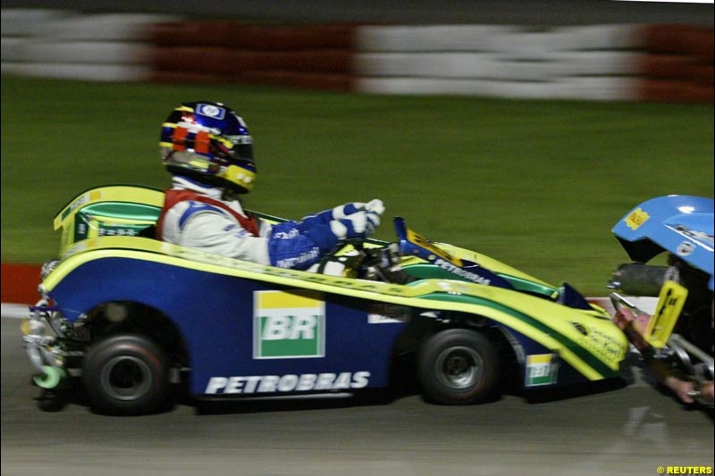 Juan Pablo Montoya takes part in the Granja Viana 500 mile karting race. Montoya finished the 12-hour race 17th after his Petrobras team encountered various mechanical problems. November 9th 2003, Sao Paulo, Brazil.