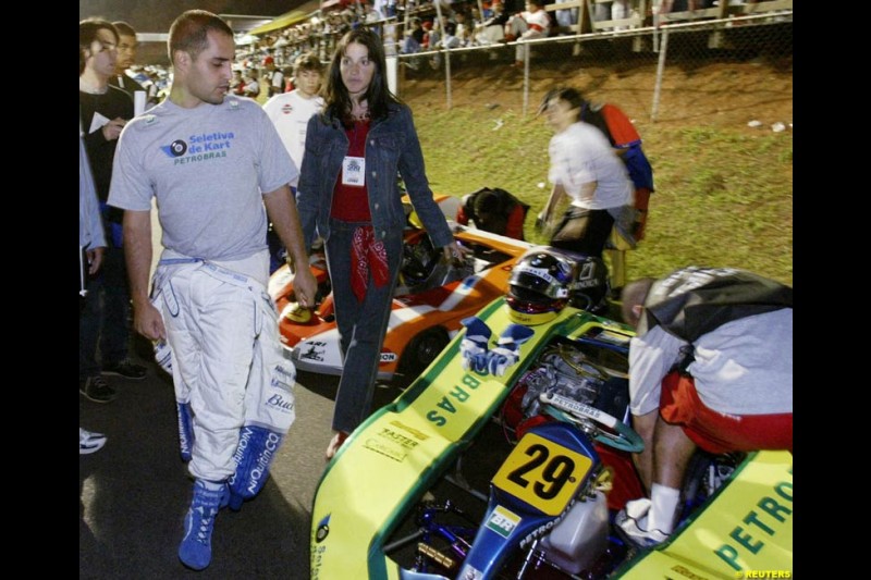 Juan Pablo Montoya takes part in the Granja Viana 500 mile karting race. Montoya finished the 12-hour race 17th after his Petrobras team encountered various mechanical problems. November 9th 2003, Sao Paulo, Brazil.