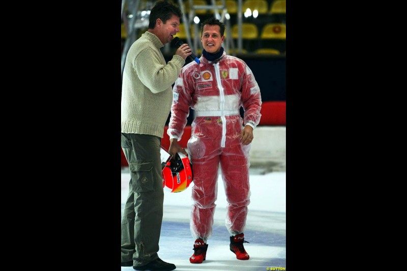 Michael Schumacher goes ice-karting. Frankfurt Ice Sportshall, Frankfurt, Germany, 7 November 2003.