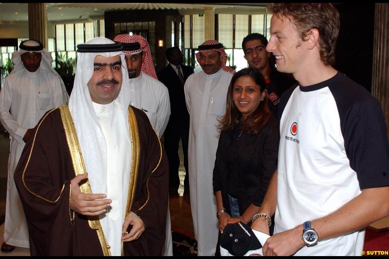 Jenson Button, BAR, visits the Bahrain Grand Prix venue. November 2003.