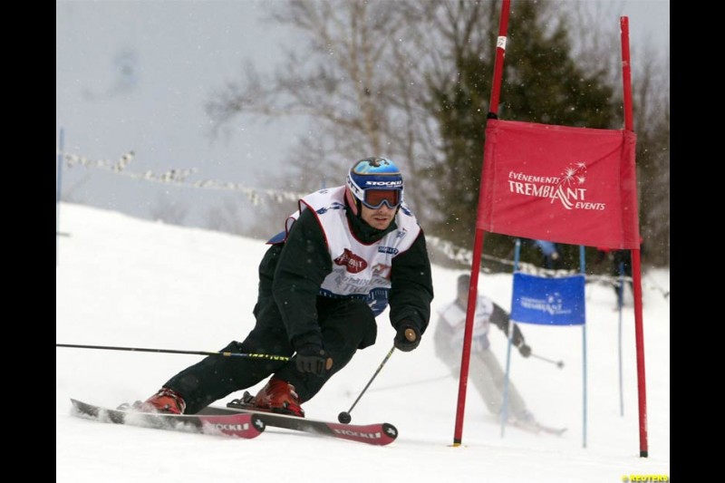 Jacques Villeneuve in a charity skiing event in Mont-Tremblant, Quebec, Canada. December 12, 2003. 