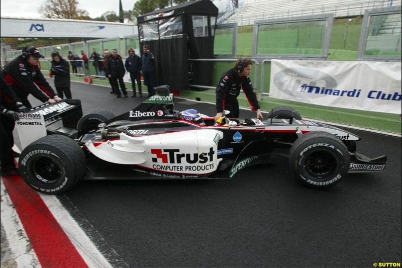 Minardi testing at Vallelunga, Italy. December 11th 2003.
