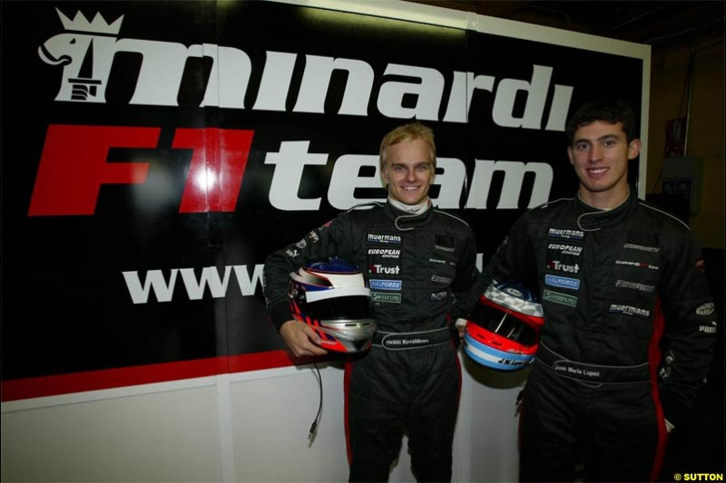 Minardi testing at Vallelunga, Italy. December 11th 2003.