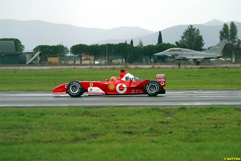 Michael Schumacher Versus Eurofighter, Italy, Thursday 11 December 2003.
