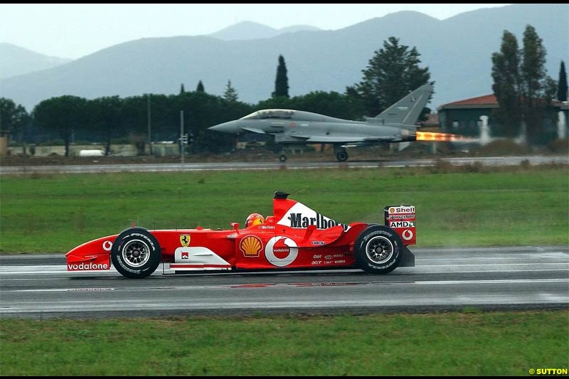 Michael Schumacher Versus Eurofighter, Italy, Thursday 11 December 2003.
