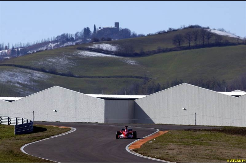 Michael Schumacher takes the F2004 for its first running. Fiorano, Italy. January 30th 2004.