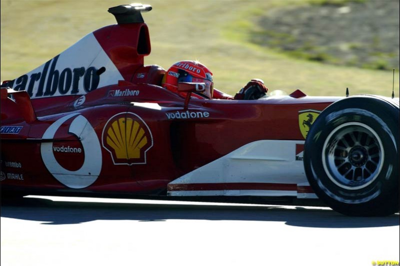 Michael Schumacher, Ferrari. F1 testing at Valencia, Spain. January 29th 2004.